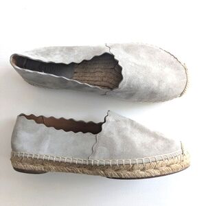 CHLOE Scalloped Edge Suede Espadrilles